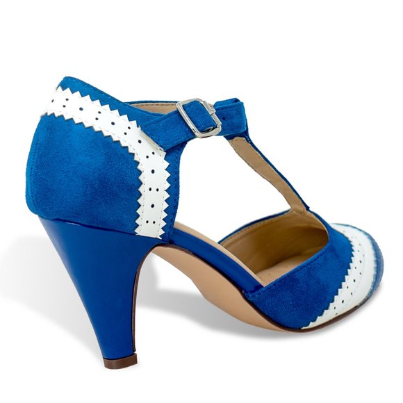 Chase + Chloe Blue and White Heels - Picture 3 of 4